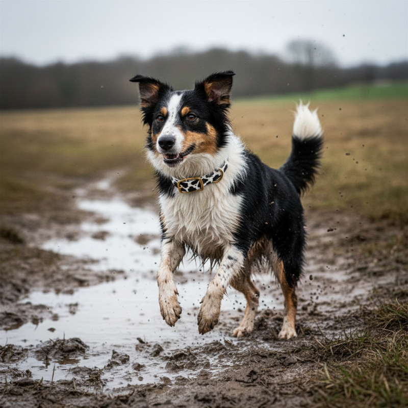Black Cow Print Biothane Collar (Waterproof + Odor-Proof)