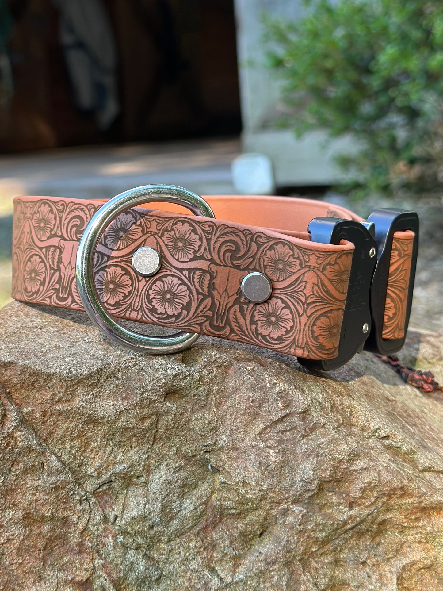 Personalized Engraved Waterproof Biothane Dog Collar. Adjustable Chicago screw variation.